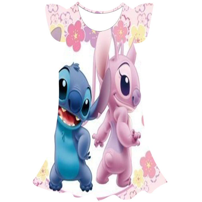 Disney Cartoon Stitch 3D Short Sleeve Dress