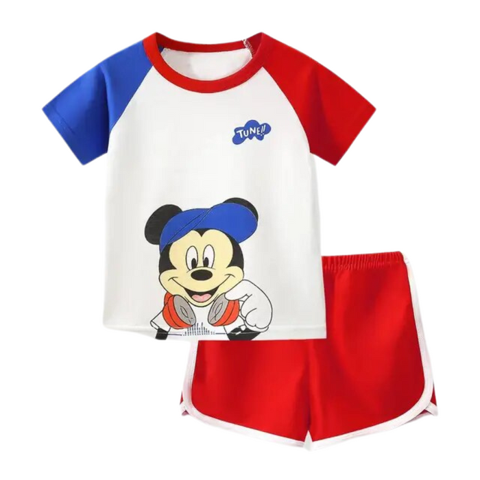 Mickey Mouse Print T Shirt And Short Set