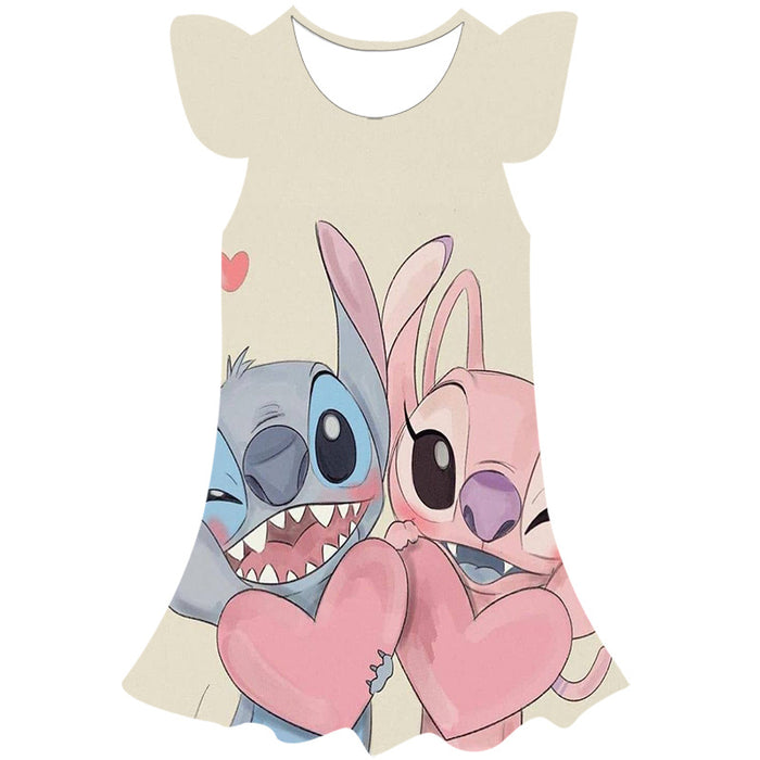 Disney Cartoon Stitch 3D Short Sleeve Dress