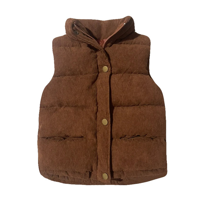 Stylish Corduroy Puffer Vest For Children