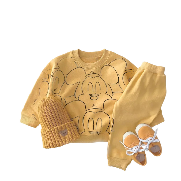 2 Pieces Micky Printed Pattern Hoodie Set