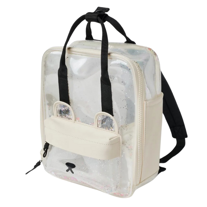 Transparent Teddy Print Design Backpack