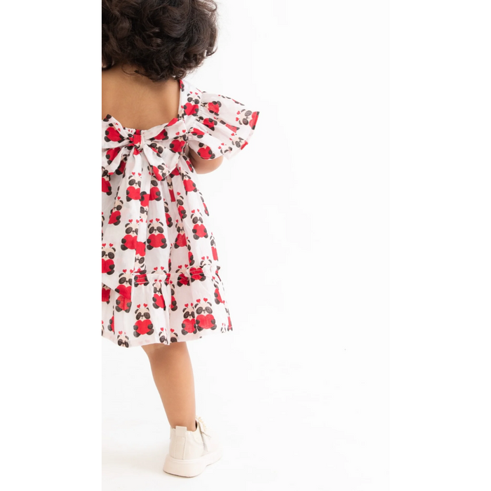 Teddy Bear Print Cotton Frock For Kids