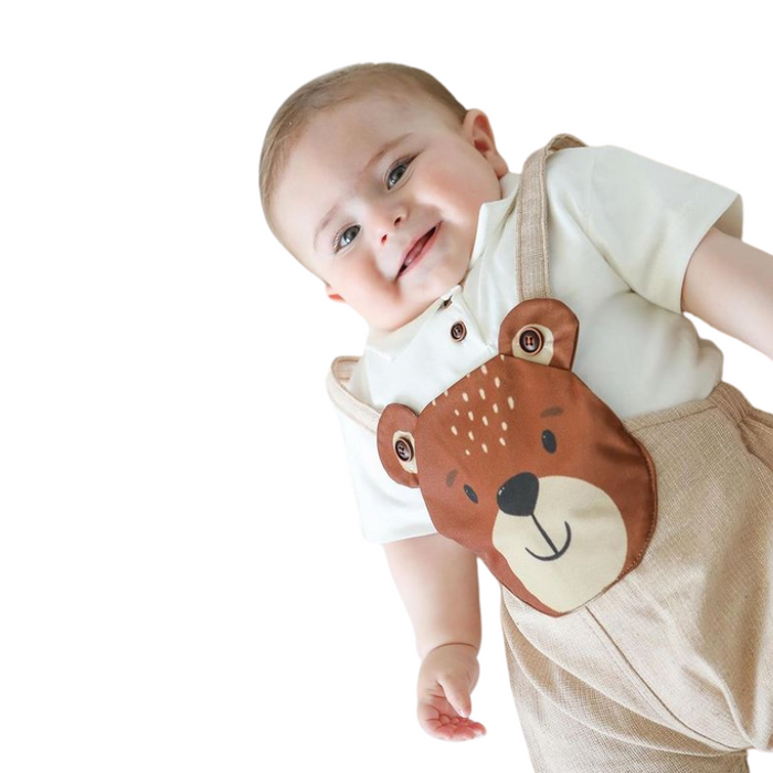 Teddy Bear Printed Jumpsuit Dress For Baby