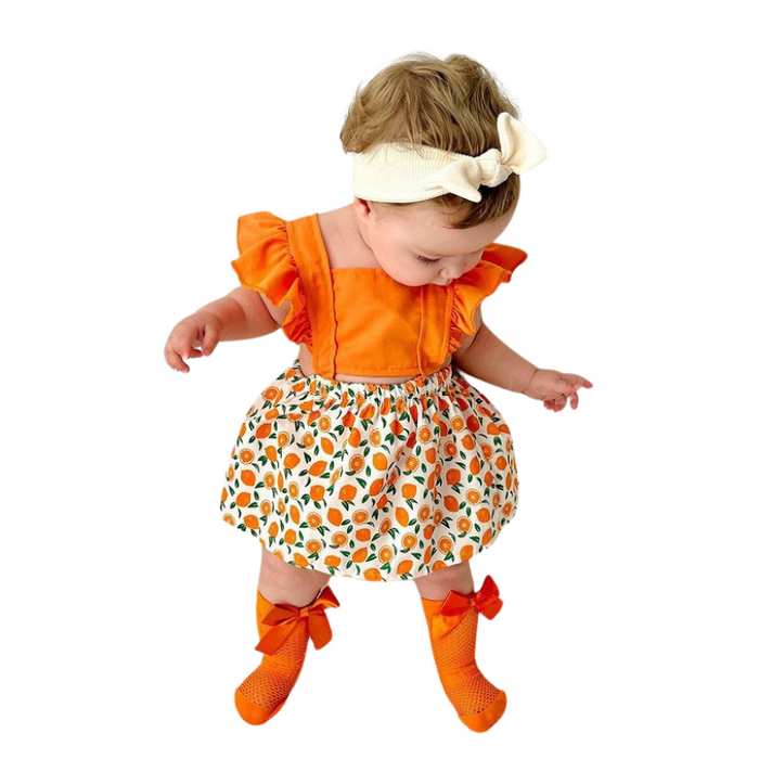 Fruit Printed Ruffle Dress For Baby