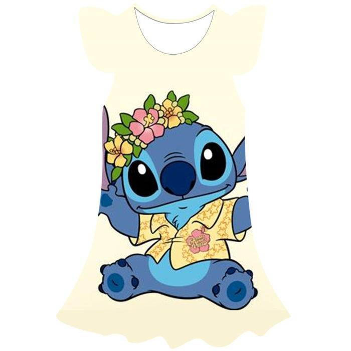 Disney Cartoon Stitch 3D Short Sleeve Dress