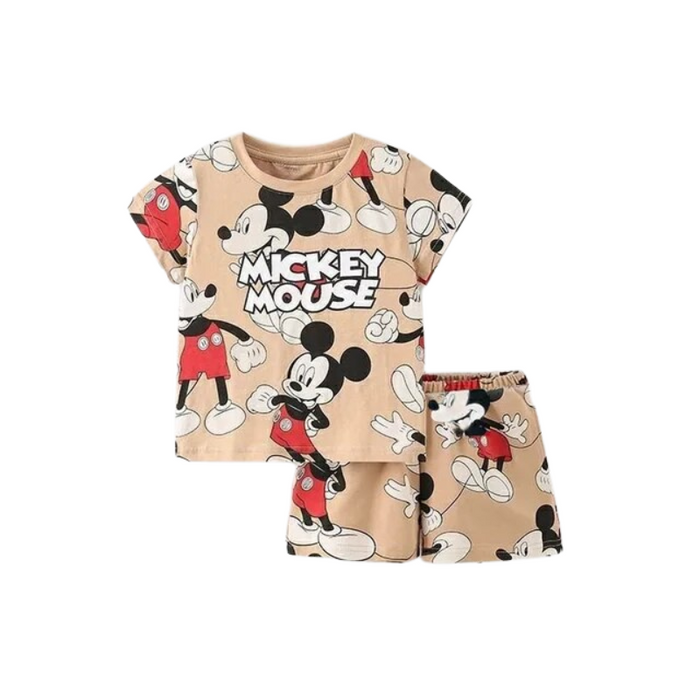 Mickey Mouse Print T Shirt And Short Set