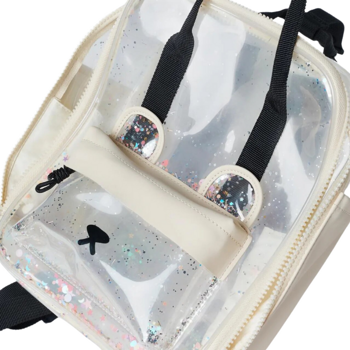 Transparent Teddy Print Design Backpack