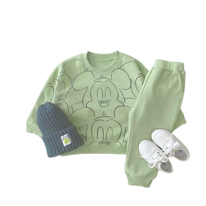 2 Pieces Micky Printed Pattern Hoodie Set