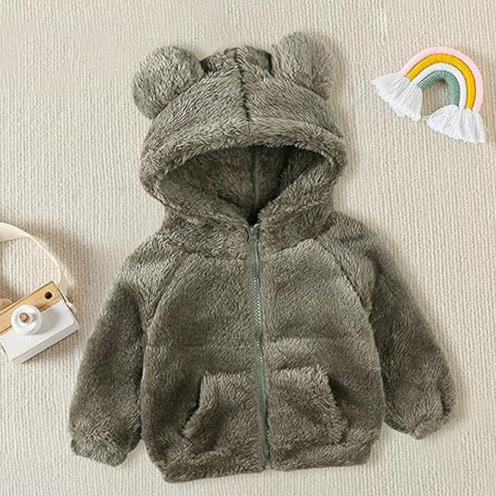 Toddler Fleece Hooded Winter Jacket With Zipper