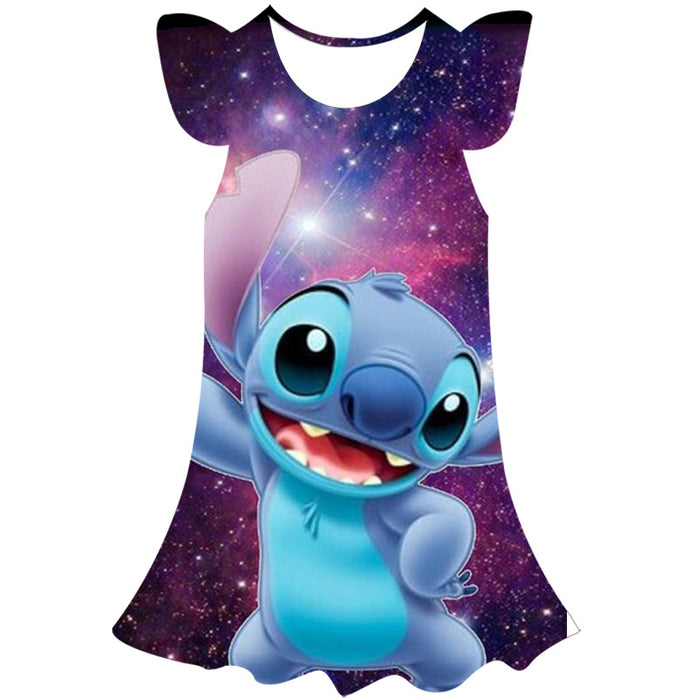 Disney Cartoon Stitch 3D Short Sleeve Dress