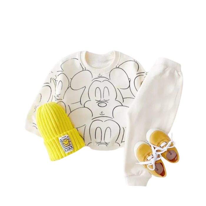 2 Pieces Micky Printed Pattern Hoodie Set