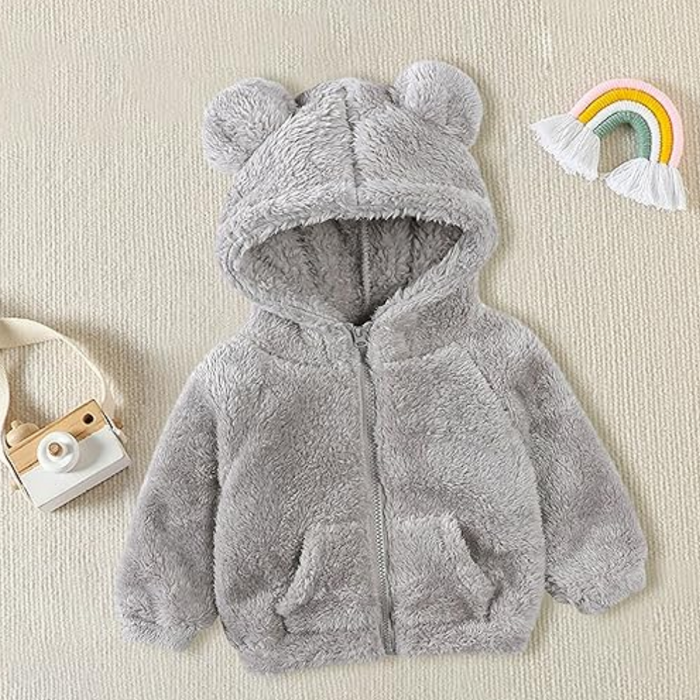 Toddler Fleece Hooded Winter Jacket With Zipper