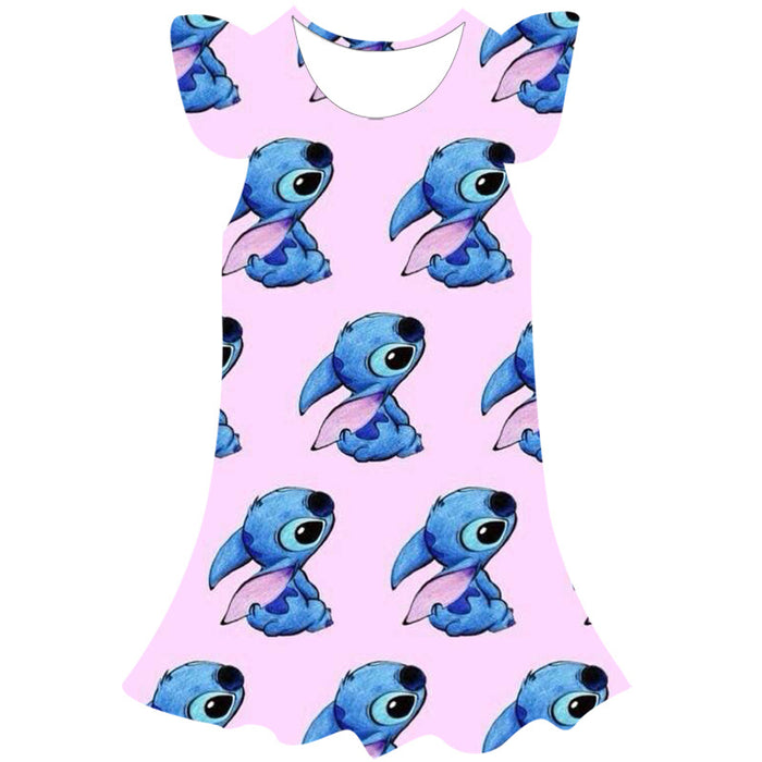 Disney Cartoon Stitch 3D Short Sleeve Dress