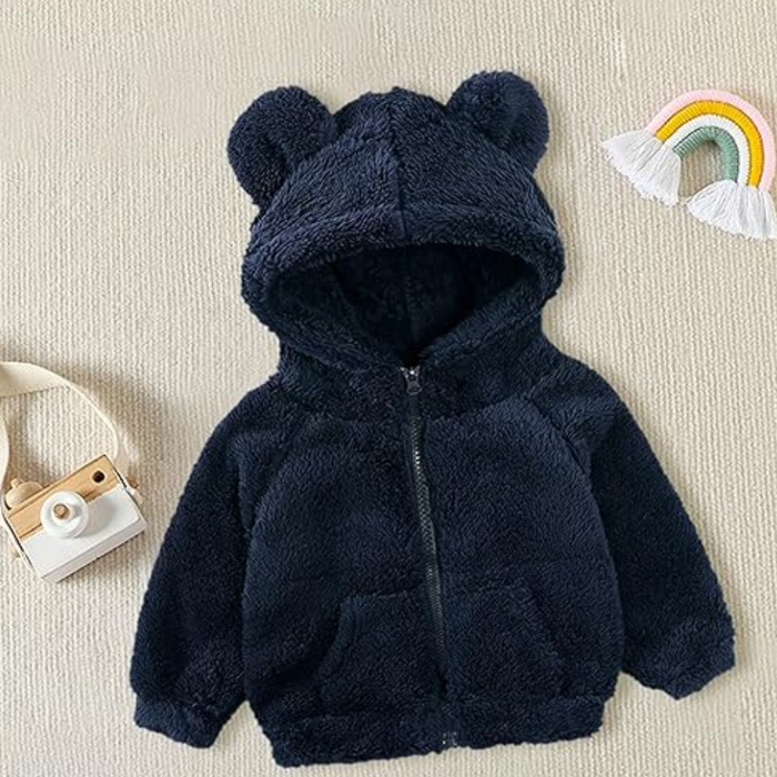 Toddler Fleece Hooded Winter Jacket With Zipper