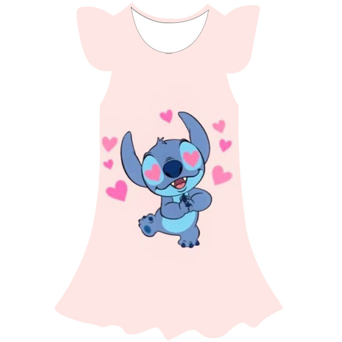 Disney Cartoon Stitch 3D Short Sleeve Dress