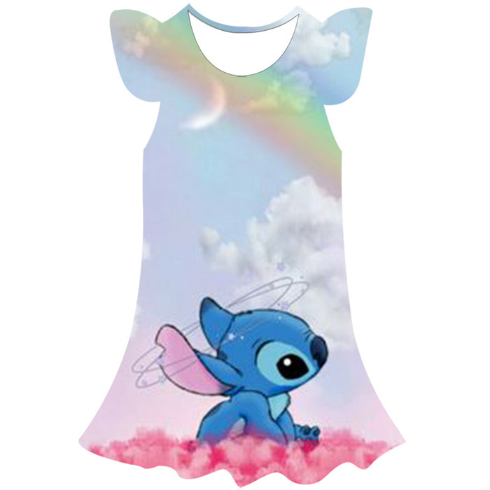 Disney Cartoon Stitch 3D Short Sleeve Dress