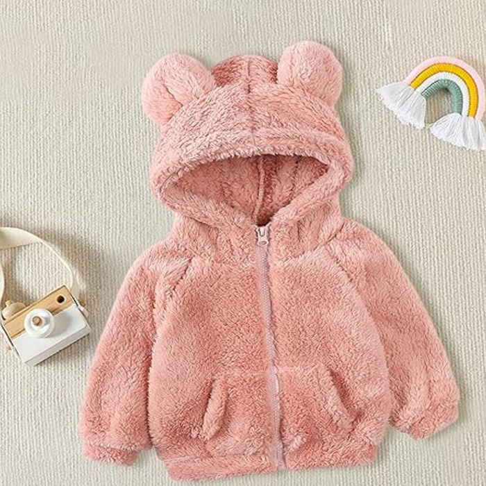 Toddler Fleece Hooded Winter Jacket With Zipper