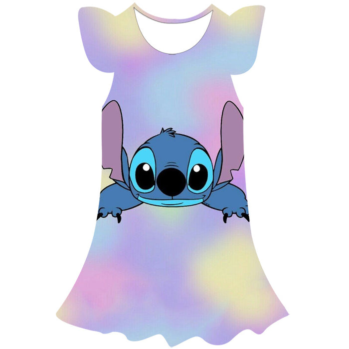 Disney Cartoon Stitch 3D Short Sleeve Dress