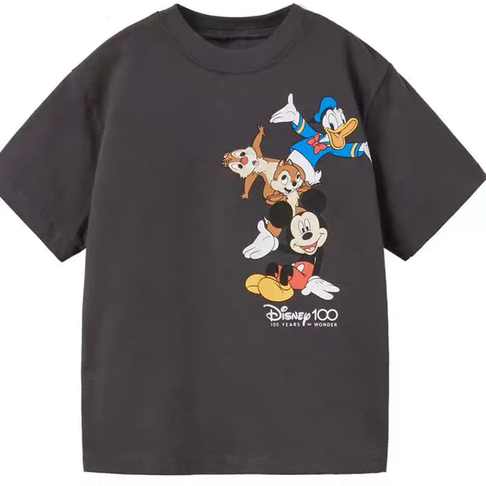 Mickey And Donald Patterned Short Sleeve Tops