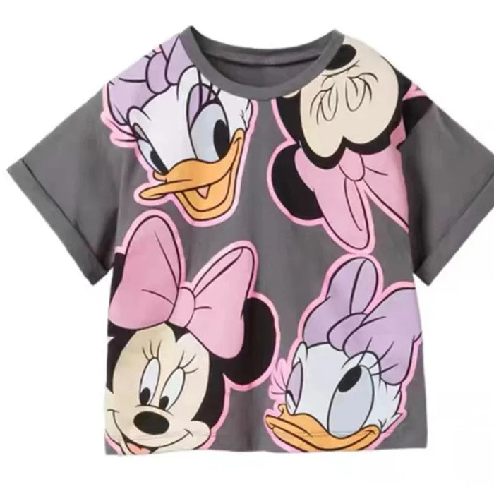 Mickey And Donald Patterned Short Sleeve Tops