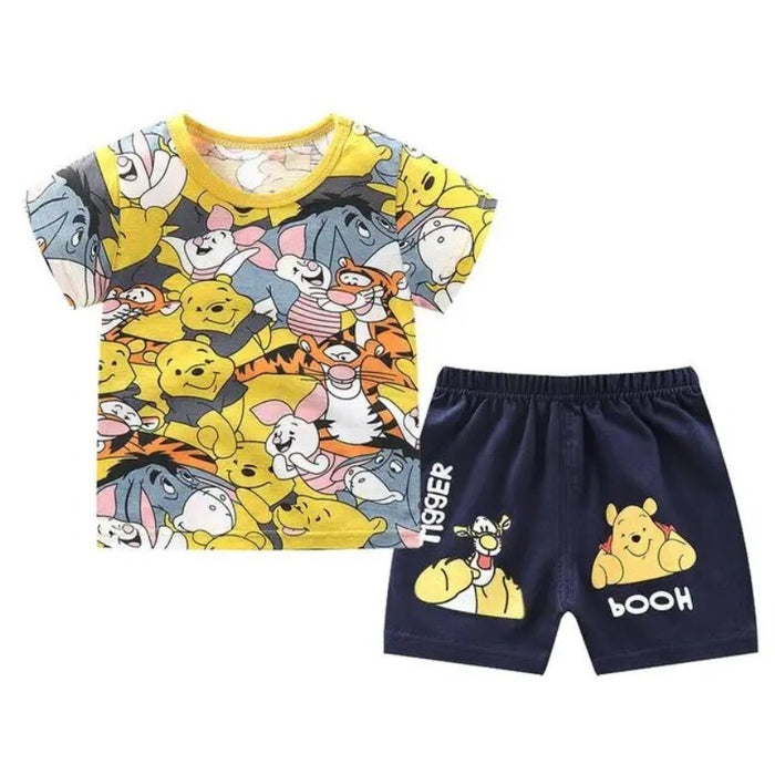 Cartoon Print 2 Pieces Summer Set For Kids