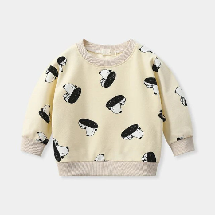 Cartoon Print Long Sleeve Pullover Sweatshirt For Kids