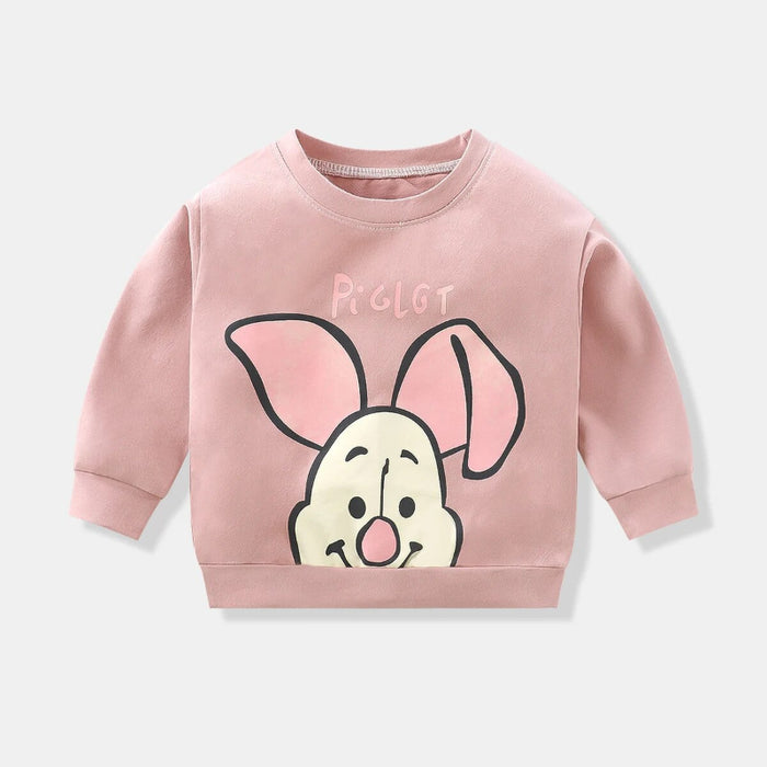 Cartoon Print Long Sleeve Pullover Sweatshirt For Kids