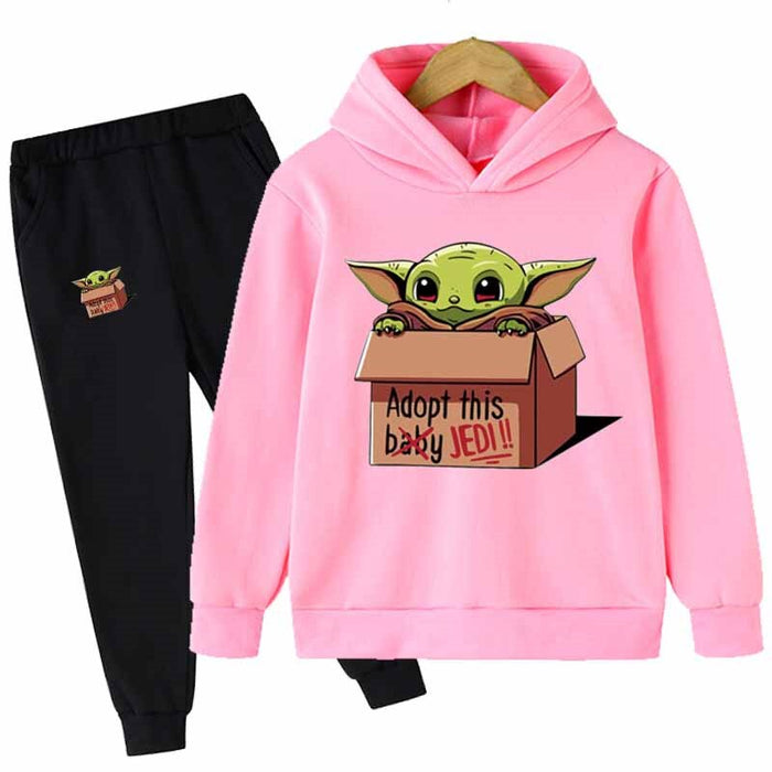 Cartoon Printed Long Sleeves Hoodie And Pant Set