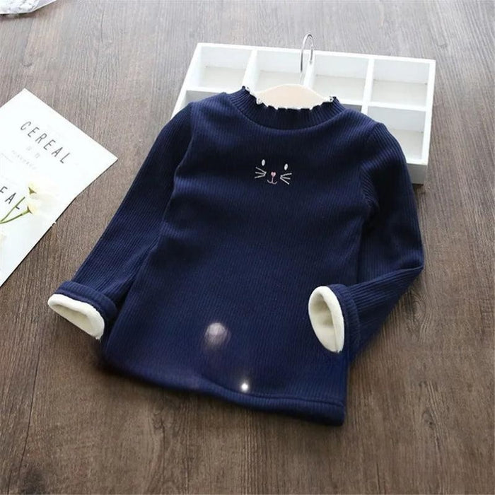 Charming Ribbed Sweater For Children With Playful Embroidery