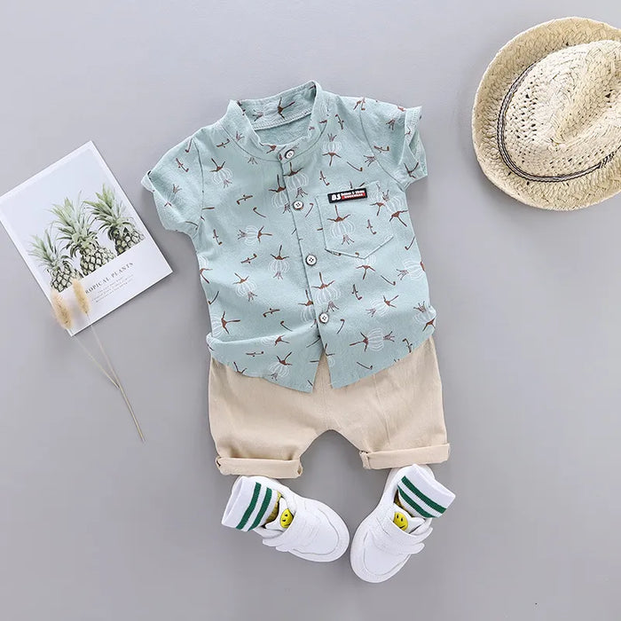 Charming Seaside Inspired Shirt And Shorts Set