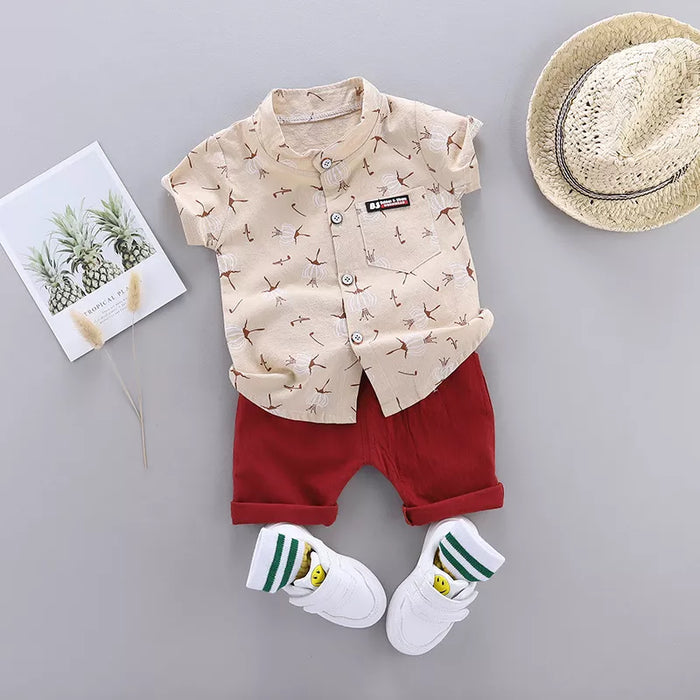 Charming Seaside Inspired Shirt And Shorts Set