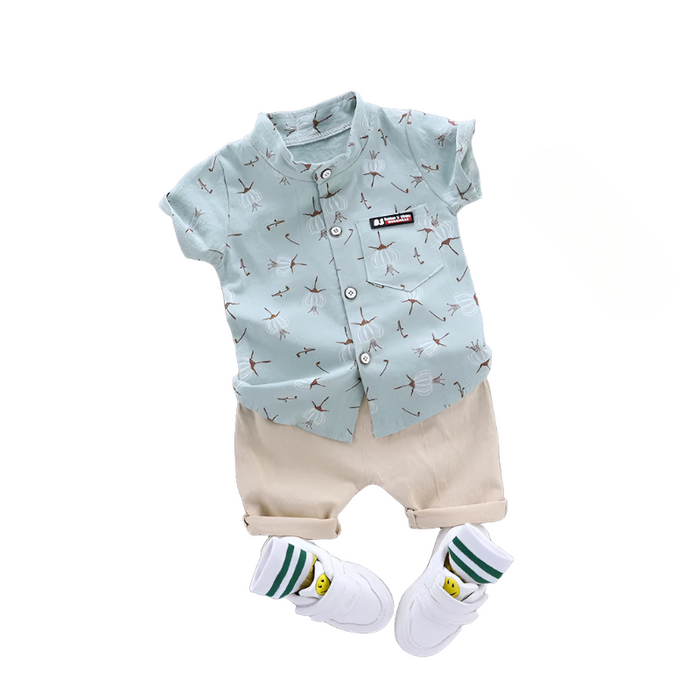 Charming Seaside Inspired Shirt And Shorts Set