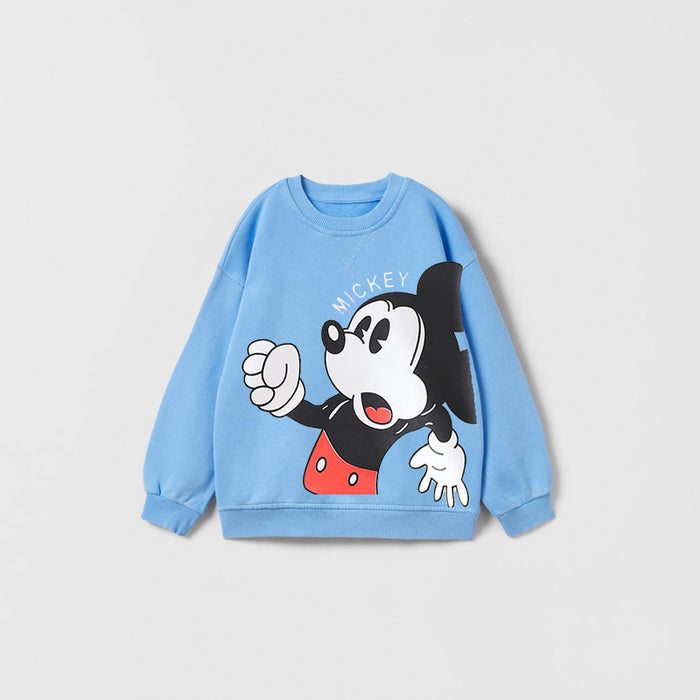 Comfy Mickey Mouse Cartoon Print Hoodies For Kids