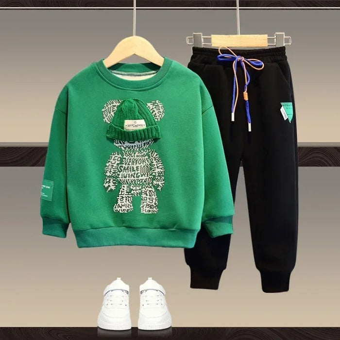 Casual Autumn Beer Cartoon Clothes Set