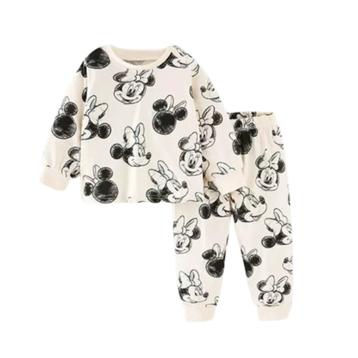 Cozy Cartoon Print 2 Pieces Sleepwear Sweatshirt Set For Toddlers