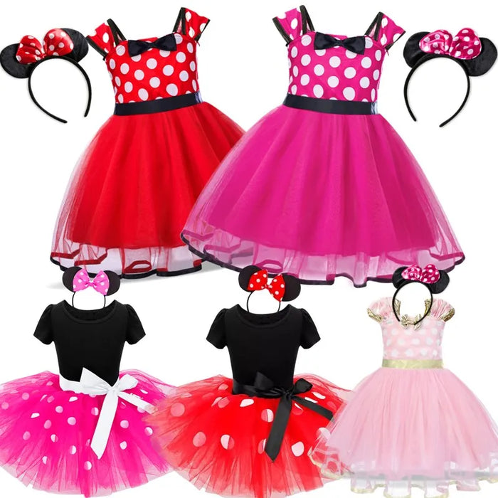 Polka Dotted Party Dress With Matching Headband