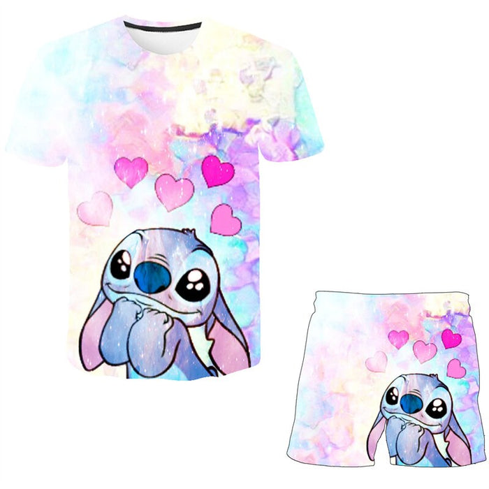 Elegant Cartoon Printed T Shirt And Short Set