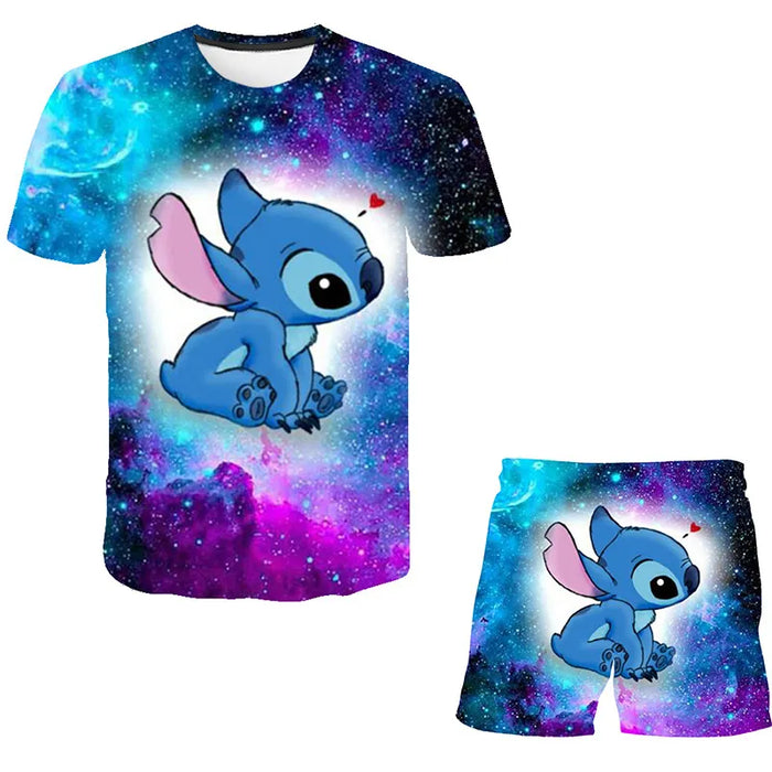 Elegant Cartoon Printed T Shirt And Short Set