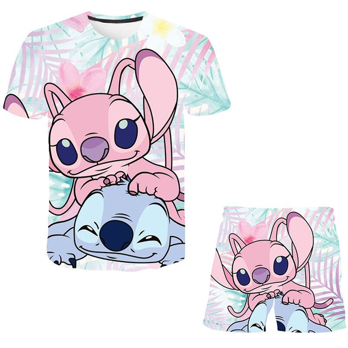 Elegant Cartoon Printed T Shirt And Short Set