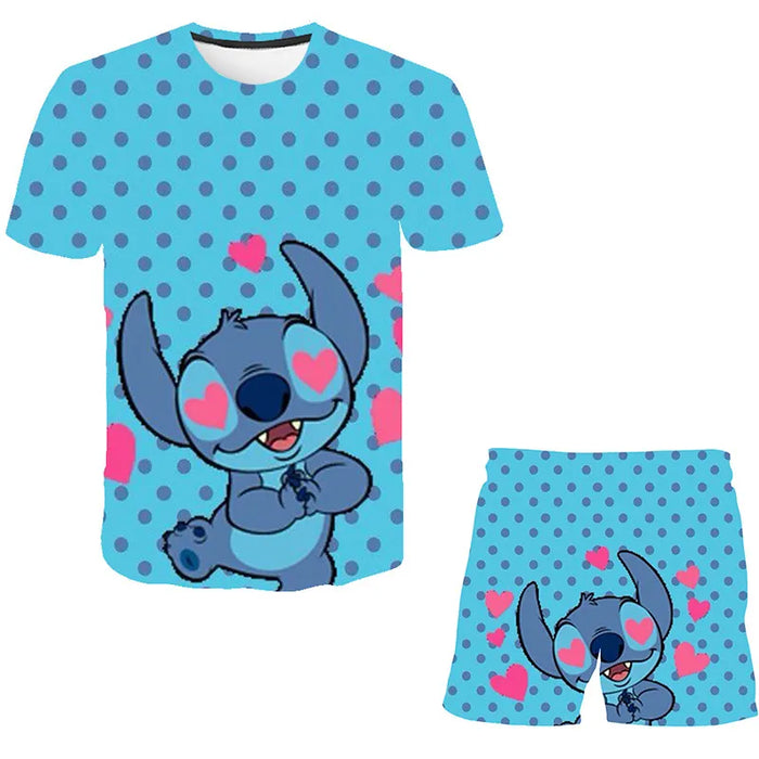 Elegant Cartoon Printed T Shirt And Short Set