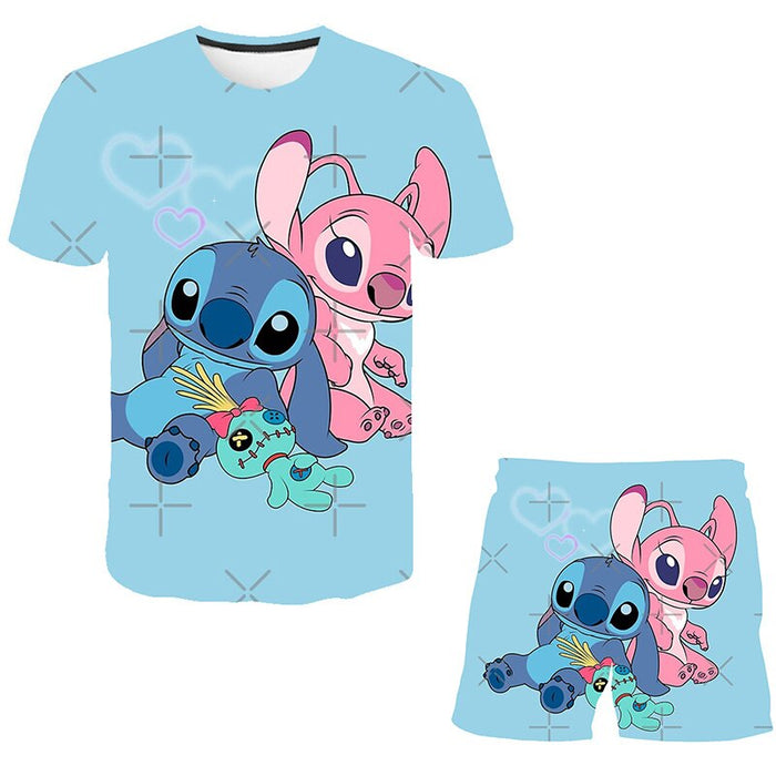 Elegant Cartoon Printed T Shirt With Short Set