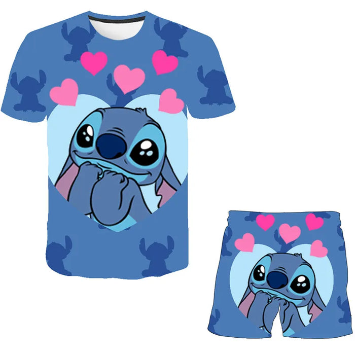 Elegant Cartoon Printed T Shirt With Short Set