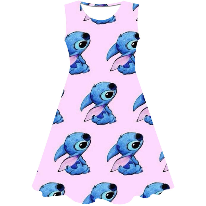 Elegant Cartoon Themed Sleeveless Dress