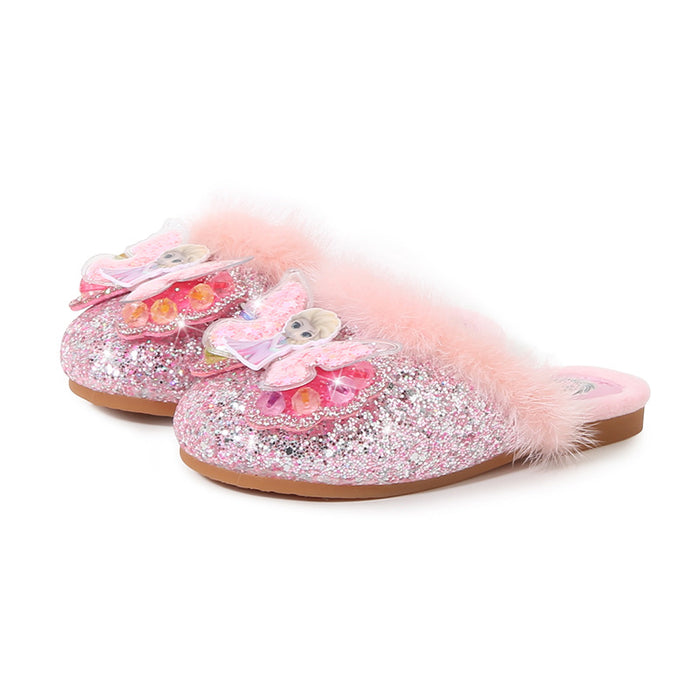 Elegant Looking Princess Elsa Fur Slippers