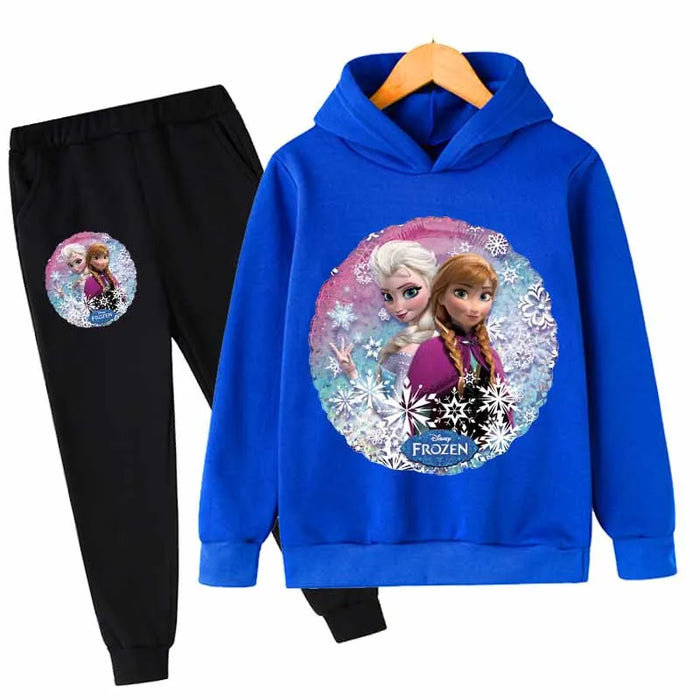 Elsa And Anna Printed Hoodie And Pant Set