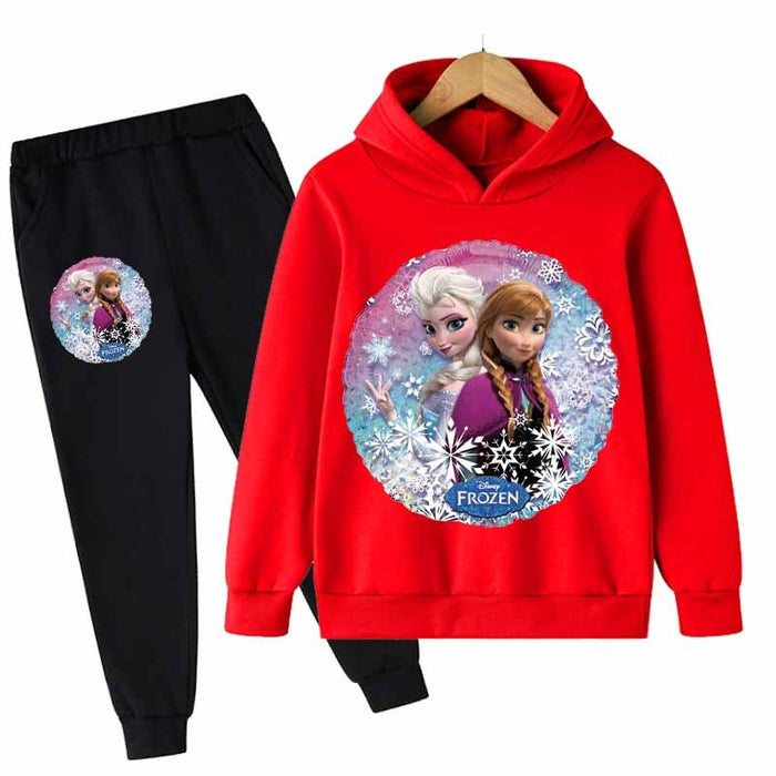 Elsa And Anna Printed Hoodie And Pant Set