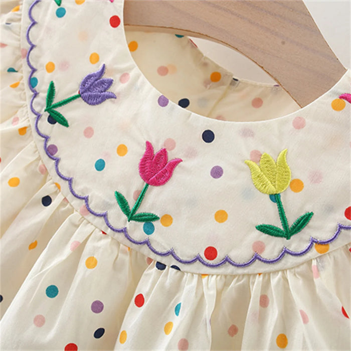 Floral Embroidery Round Dot Frolic Dress