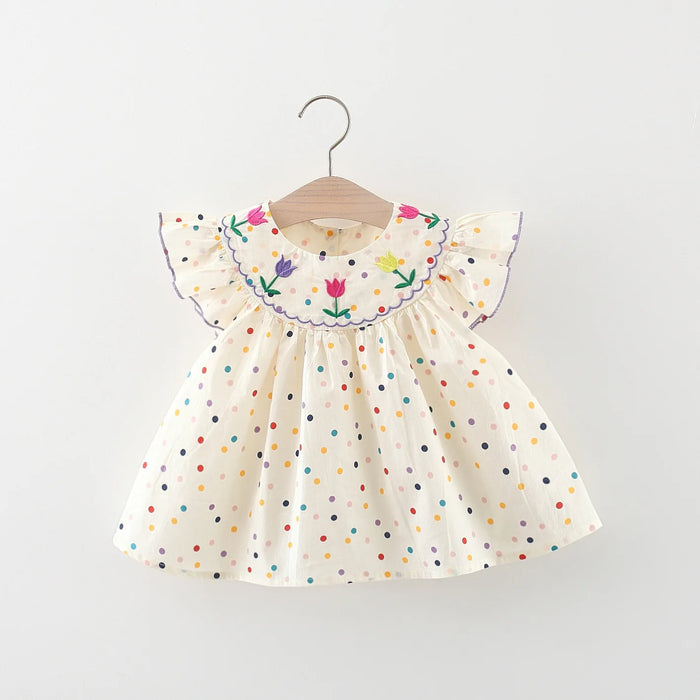 Floral Embroidery Round Dot Frolic Dress