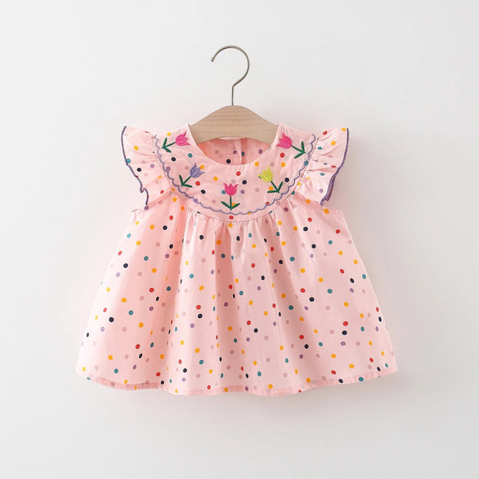 Floral Embroidery Round Dot Frolic Dress